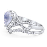 Two Piece Pear Natural Stone Bridal Ring