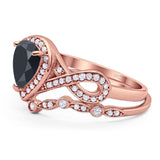 Two Piece Pear Natural Stone Bridal Ring