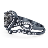 Two Piece Pear Natural Stone Bridal Ring