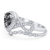 Two Piece Pear Natural Stone Bridal Ring