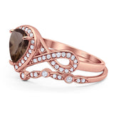 Two Piece Pear Natural Stone Bridal Ring