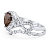 Two Piece Pear Natural Stone Bridal Ring