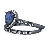 Pear Teardrop Natural Stone Wedding Set Ring