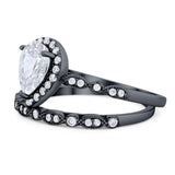 Pear Teardrop Natural Stone Wedding Set Ring