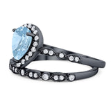 Pear Teardrop Natural Stone Wedding Set Ring