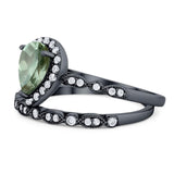 Pear Teardrop Natural Stone Wedding Set Ring