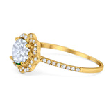 Art Deco Round Natural Stone Floral Ring