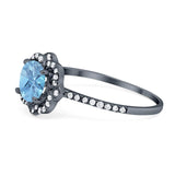 Art Deco Round Natural Stone Floral Ring