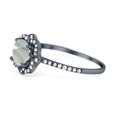 Art Deco Round Natural Stone Floral Ring