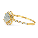 Art Deco Round Natural Stone Floral Ring