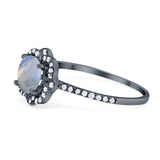 Art Deco Round Natural Stone Floral Ring