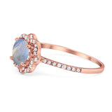 Art Deco Round Natural Stone Floral Ring