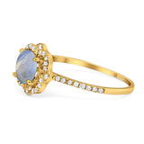 Art Deco Round Natural Stone Floral Ring