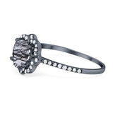 Art Deco Round Natural Stone Floral Ring