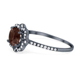 Art Deco Round Natural Stone Floral Ring