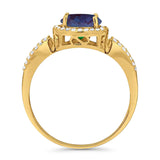 Art Deco Round Natural Stone Split Shank Ring