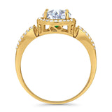 Art Deco Round Natural Stone Split Shank Ring