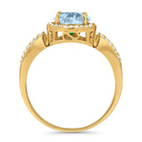 Art Deco Round Natural Stone Split Shank Ring