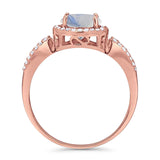 Art Deco Round Natural Stone Split Shank Ring