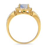 Art Deco Round Natural Stone Split Shank Ring