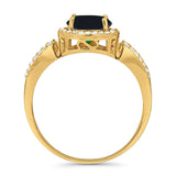 Art Deco Round Natural Stone Split Shank Ring