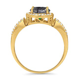 Art Deco Round Natural Stone Split Shank Ring