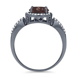 Art Deco Round Natural Stone Split Shank Ring