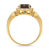 Art Deco Round Natural Stone Split Shank Ring