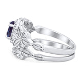 Two Piece Round Natural Stone Bridal Ring