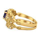 Two Piece Round Natural Stone Bridal Ring