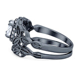 Two Piece Round Natural Stone Bridal Ring