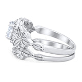 Two Piece Round Natural Stone Bridal Ring