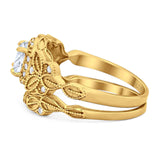 Two Piece Round Natural Stone Bridal Ring