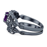 Two Piece Round Natural Stone Bridal Ring