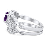 Two Piece Round Natural Stone Bridal Ring