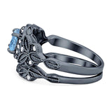 Two Piece Round Natural Stone Bridal Ring