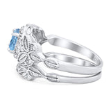 Two Piece Round Natural Stone Bridal Ring