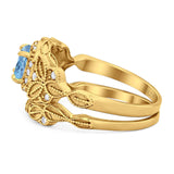 Two Piece Round Natural Stone Bridal Ring