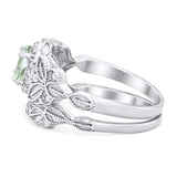 Two Piece Round Natural Stone Bridal Ring