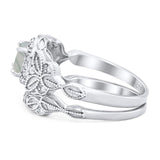 Two Piece Round Natural Stone Bridal Ring