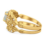 Two Piece Round Natural Stone Bridal Ring