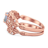 Two Piece Round Natural Stone Bridal Ring