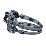 Two Piece Round Natural Stone Bridal Ring