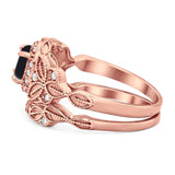 Two Piece Round Natural Stone Bridal Ring