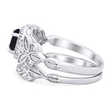 Two Piece Round Natural Stone Bridal Ring