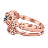 Two Piece Round Natural Stone Bridal Ring