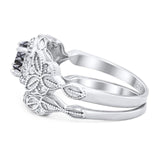 Two Piece Round Natural Stone Bridal Ring