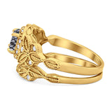 Two Piece Round Natural Stone Bridal Ring