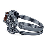 Two Piece Round Natural Stone Bridal Ring