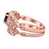 Two Piece Round Natural Stone Bridal Ring